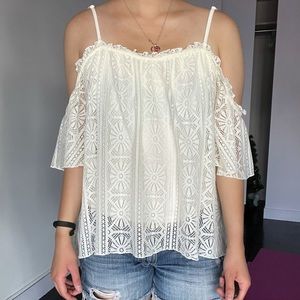 Off the shoulder white lace top